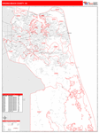 Virginia Beach County Wall Map Red Line Style
